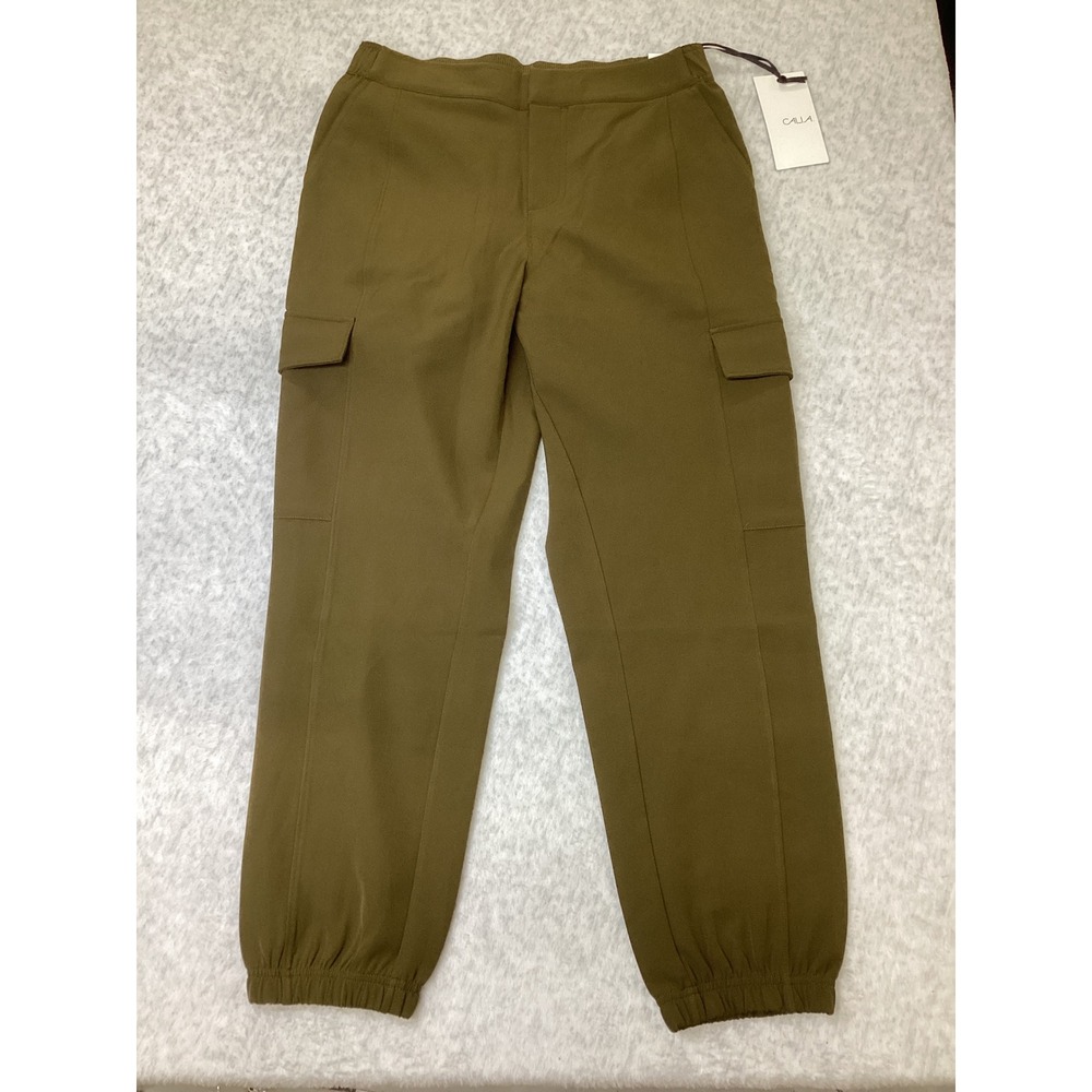 CALIA Effortless High-Rise Jogger Pants Dark Khaki Olive Green Cargo Women M NWT